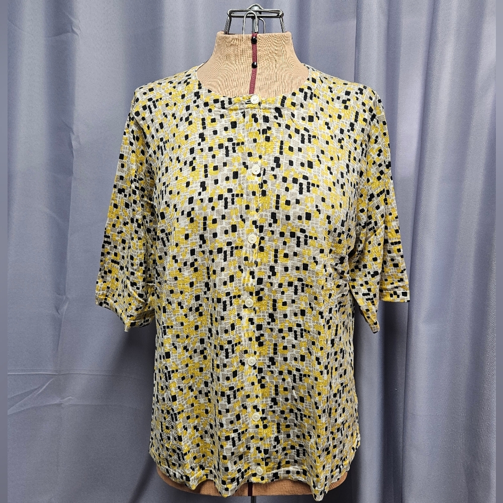 Women's Liz Claiborne Patterned Short Sleeve Button-up Cardigan (XL